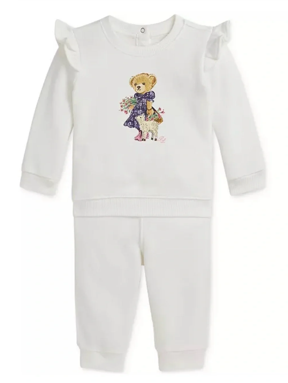 Polo Ralph Lauren Baby Girl Fleece Polo Bear Sweatshirt and Pants Set